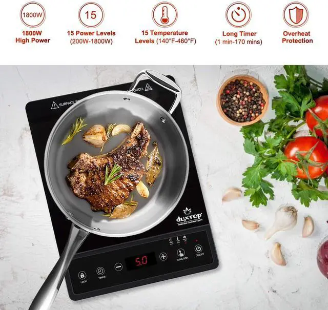 Alt view image 2 of 7 - Portable Induction Cooktop, Countertop Burner, Induction Burner with Timer and Sensor Touch, 1800W 8500ST E210C2
