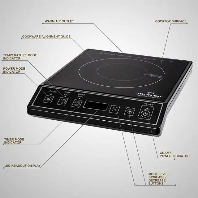 Alt view image 2 of 7 - 1800W Portable Induction Cooktop Countertop Burner, Black 9100MC/BT-M20B
