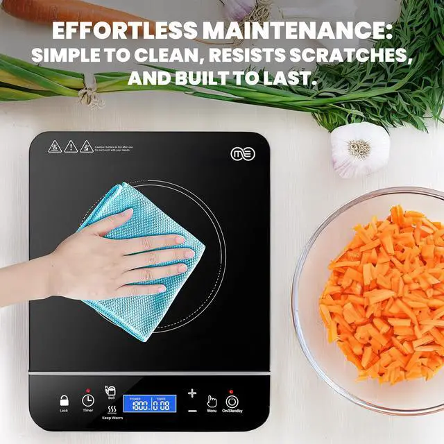 Alt view image 7 of 7 - Portable Induction Cooktop Hot Plate Countertop Burner 1800 Watts Induction Burner with LCD Sensor Touch, LED Display, 10 Temperature Levels, Child Safety Lock, Auto Shutoff Function