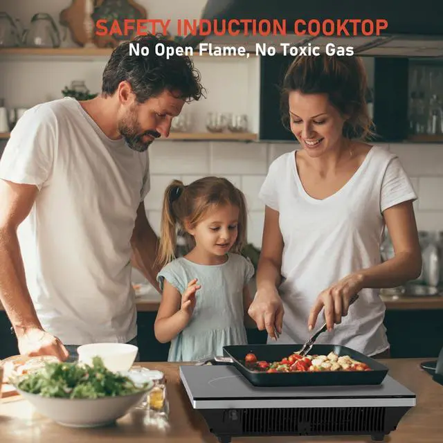 Alt view image 5 of 7 - Induction Cooktop,  Portable Hot Plate Electric Induction Burner, 10 Temp Levels up to 464°F, 110-120V Electric Stove Top Cooker with High Energy Efficiency & Kids Lock for Cooking, 1600W