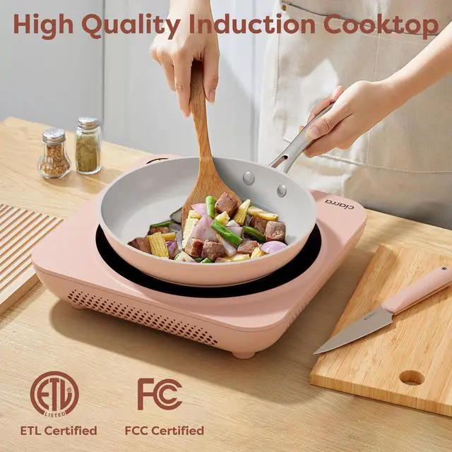 Alt view image 3 of 7 - CATIH1A-P Portable Induction Cooktop, Slim Single Electric Countertop Burner with Sensor Touch and Digital time, Pink