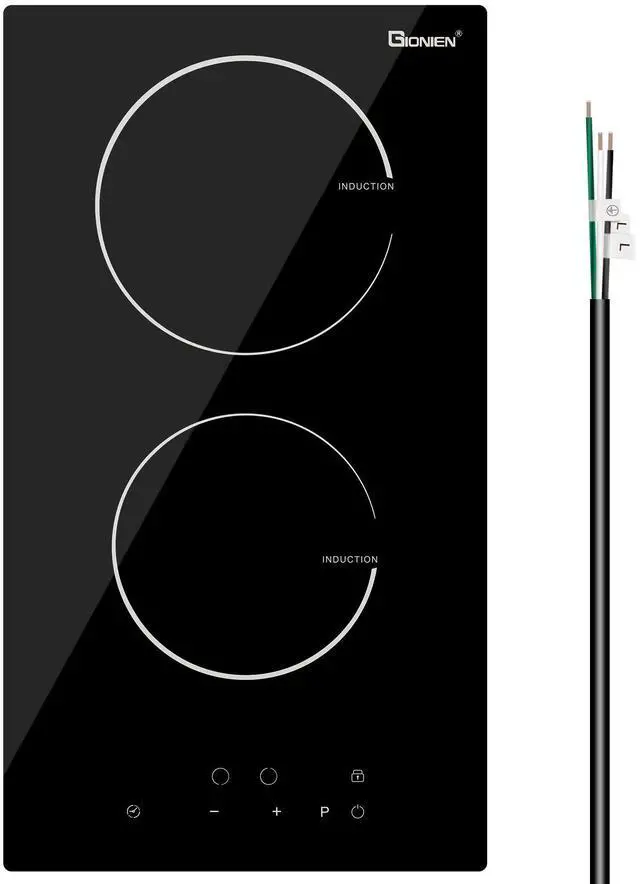 Main image of Induction Cooktop 12 Inch, 220V~240V, 2 Burners Electric Cooktop,3500W, 12'' Built-in Double Electric Stove Top Countertop Cooker with Hard Wire,No Plug
