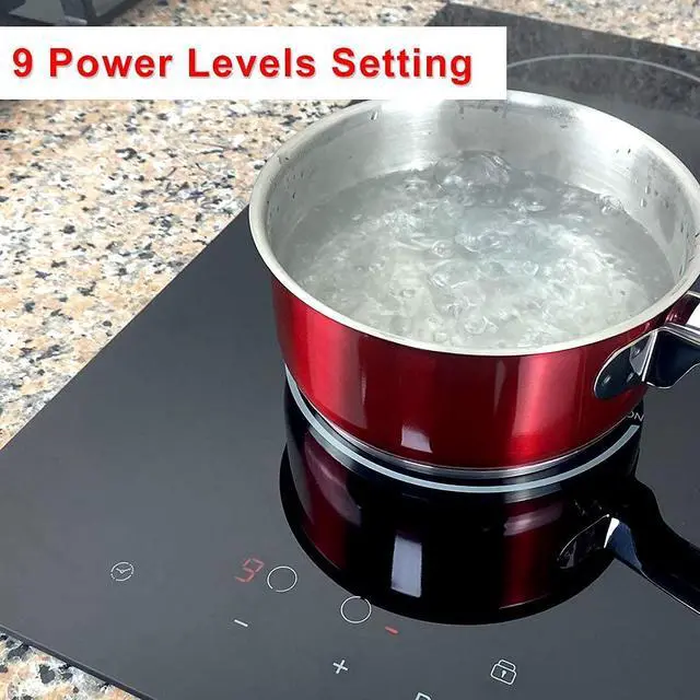 Alt view image 5 of 7 - Induction Cooktop 12 Inch, 220V~240V, 2 Burners Electric Cooktop,3500W, 12'' Built-in Double Electric Stove Top Countertop Cooker with Hard Wire,No Plug