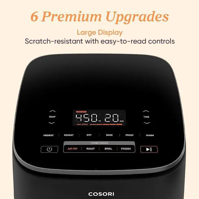 Alt view image 7 of 7 - 9-in-1 TurboBlaze Air Fryer 6 Qt, Premium Ceramic Coating, 90°450°F, Precise Heating for Even Results, Air Fry, Roast, Bake, Broil, Dry, Frozen, Proof, Reheat, Keep Warm, 120V