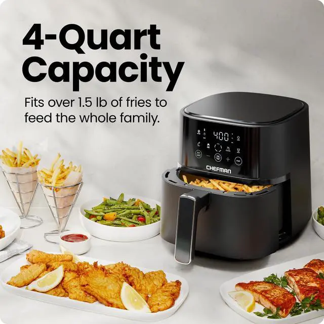 Alt view image 3 of 7 - Air Fryer 4 QT Compact Airfryer for Quick & Easy Meals in Minutes, Features Hi-Fry Technology for Extra Crisp, Touchscreen Controls with 4 Presets, Nonstick & Dishwasher Safe Basket - Black