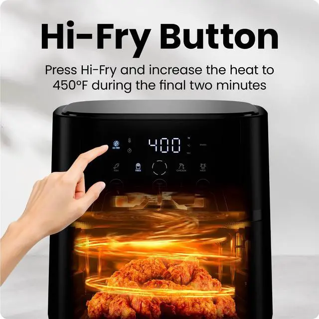 Alt view image 5 of 7 - Air Fryer 6 QT Compact Airfryer for Quick & Easy Meals in Minutes, Features Hi-Fry Technology for Extra Crisp, Touchscreen Controls with 4 Presets, Nonstick & Dishwasher Safe Basket - Black