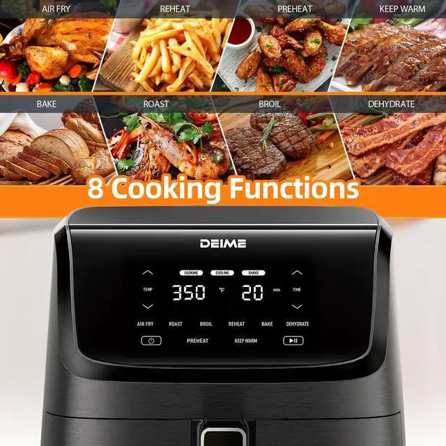 Alt view image 2 of 5 - Air Fryer 7.2 QT 1700W Oilless Oven Healthy Cooker Air Fryers Large Capacity with 8 Presets, Visible Cooking Window, LCD Touch Screen, Customerizable Cooking, Non-Stick Basket (Black)