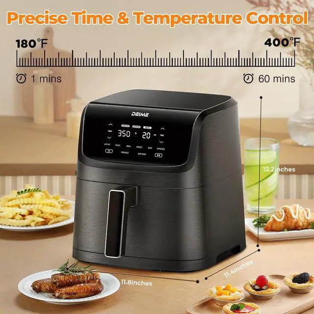 Alt view image 3 of 5 - Air Fryer 7.2 QT 1700W Oilless Oven Healthy Cooker Air Fryers Large Capacity with 8 Presets, Visible Cooking Window, LCD Touch Screen, Customerizable Cooking, Non-Stick Basket (Black)