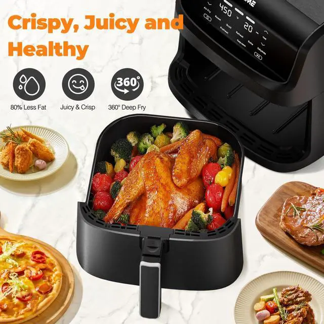 Alt view image 4 of 5 - Air Fryer 7.2 QT 1700W Oilless Oven Healthy Cooker Air Fryers Large Capacity with 8 Presets, Visible Cooking Window, LCD Touch Screen, Customerizable Cooking, Non-Stick Basket (Black)