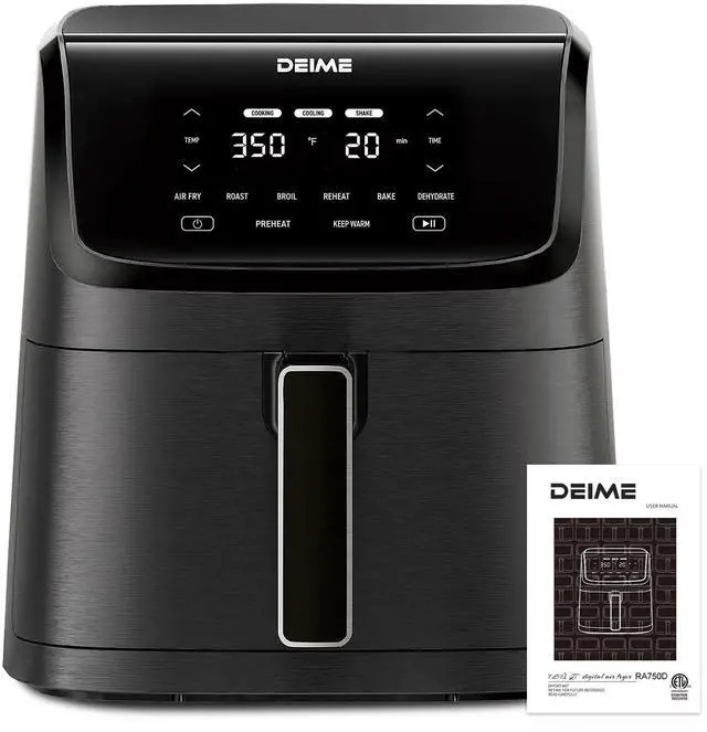 Alt view image 5 of 5 - Air Fryer 7.2 QT 1700W Oilless Oven Healthy Cooker Air Fryers Large Capacity with 8 Presets, Visible Cooking Window, LCD Touch Screen, Customerizable Cooking, Non-Stick Basket (Black)