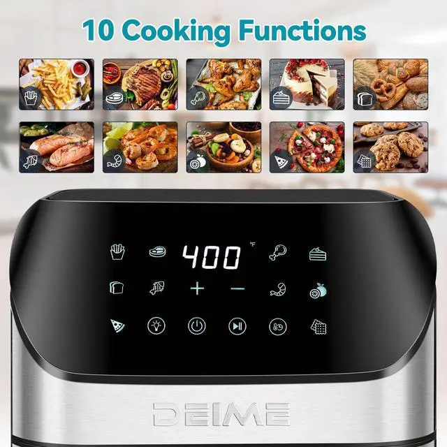 Alt view image 2 of 6 - Air Fryer 6.2 QT Oilless 1500W Large Capacity Oven Air Fryers Healthy Cooker with 10 Preset, Visual Cooking Window, Non-Stick Basket, Included Recipe