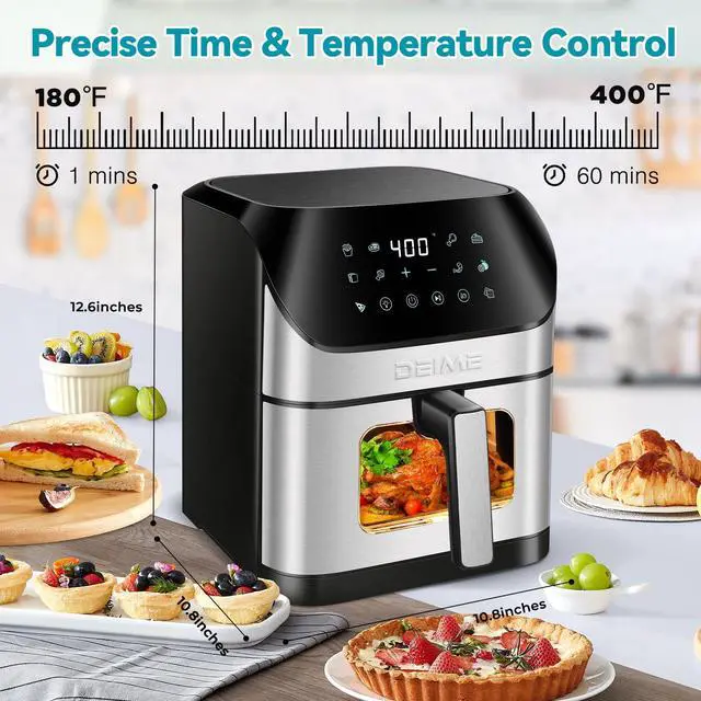 Alt view image 3 of 6 - Air Fryer 6.2 QT Oilless 1500W Large Capacity Oven Air Fryers Healthy Cooker with 10 Preset, Visual Cooking Window, Non-Stick Basket, Included Recipe