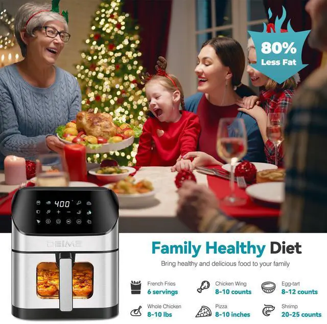 Alt view image 5 of 6 - Air Fryer 6.2 QT Oilless 1500W Large Capacity Oven Air Fryers Healthy Cooker with 10 Preset, Visual Cooking Window, Non-Stick Basket, Included Recipe