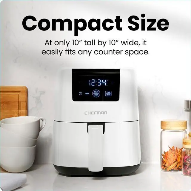 Alt view image 3 of 6 - 2 Qt Mini Air Fryer Digital Space-Saving Compact Air Fryer with Nonstick and Dishwasher Safe Basket, Quick & Easy Meals in Minutes, Features Digital Timer and Shake Reminder White