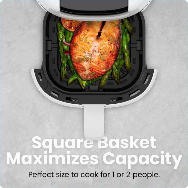 Alt view image 4 of 6 - 2 Qt Mini Air Fryer Digital Space-Saving Compact Air Fryer with Nonstick and Dishwasher Safe Basket, Quick & Easy Meals in Minutes, Features Digital Timer and Shake Reminder White
