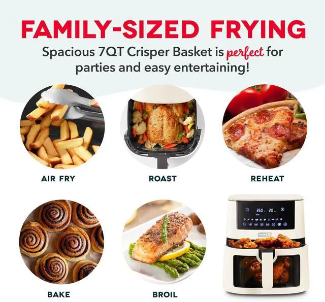 Alt view image 6 of 7 - 7qt Clear View Digital Air Fryer - Cream