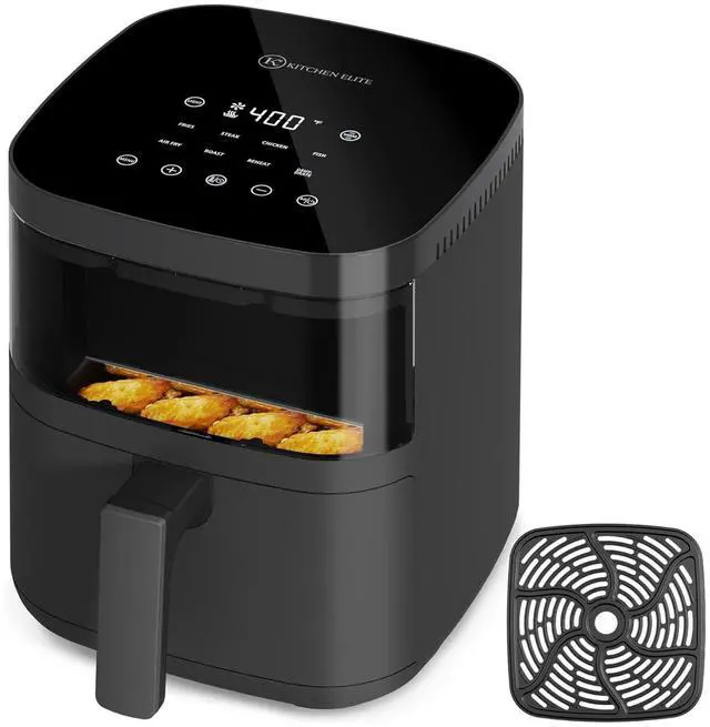 Main image of Digital Air Fryer Oven with Viewing Window and 8 Presets, 4 Quart, Touchscreen Cooker, Precise Temp Control, Elegant Gray
