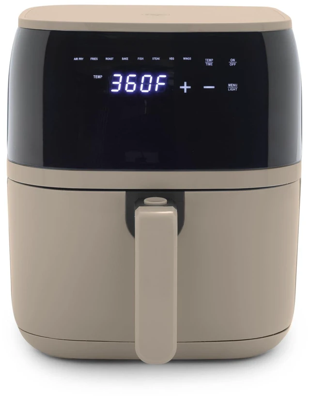Main image of Compact Electric Air Fryer Oven, 5.3 QT, PFAS-Free Ceramic Nonstick Drawer, 8 One Touch Digital Display, Easy View Window, Auto Shut-Off Timer, Dishwasher Safe Parts, 1500 Watts, Taupe