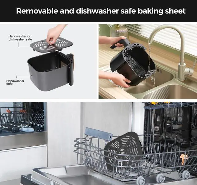 Alt view image 7 of 7 - 8QT Large Air Fryer Compact, 8 Preset Menus Airfryer, One-Touch Digital Control Presets, Touchscreen Display, Dishwasher Safe, Nonstick, Fit for Family (Black)