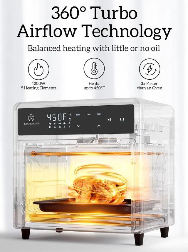 Alt view image 3 of 7 - Air Fryer Toaster Oven Combo,10-in-1 12.6QT Compact Countertop Oven,9 Touch Screen Presets & 1 DIY Function,Easy Digital Controls,4 Accessories Included,Stainless Steel,