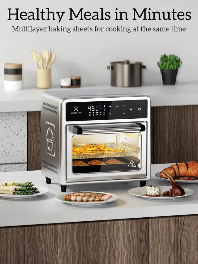 Alt view image 4 of 7 - Air Fryer Toaster Oven Combo,10-in-1 12.6QT Compact Countertop Oven,9 Touch Screen Presets & 1 DIY Function,Easy Digital Controls,4 Accessories Included,Stainless Steel,