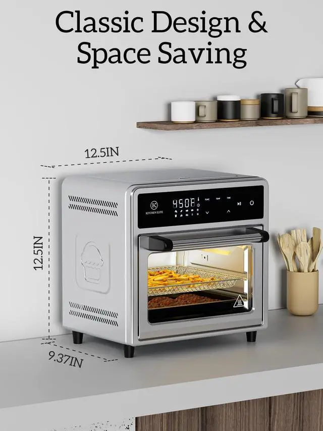 Alt view image 5 of 7 - Air Fryer Toaster Oven Combo,10-in-1 12.6QT Compact Countertop Oven,9 Touch Screen Presets & 1 DIY Function,Easy Digital Controls,4 Accessories Included,Stainless Steel,