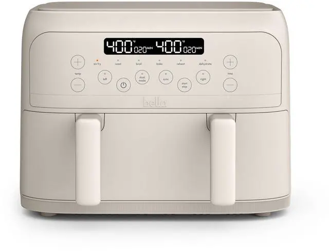 Main image of 4 Qt TriZone Air Fryer, EverGood Ceramic Nonstick Coating, Dual Basket Design w Removable Divider, Digital Touchscreen Control w 6 Preset Cooking Options, 1200 Watt, 3lb Capacity, Oatmilk