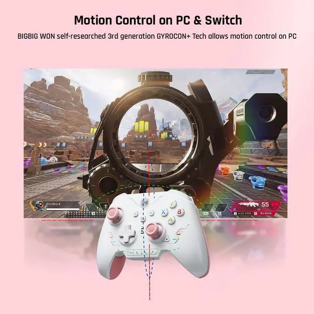 Alt view image 4 of 7 - Wireless Controllers, BIGBIG WON Rainbow 2 SE Controller for PC Motion Control, Hall Effect Trigger, 12-bit ADC, 3 Sets of Joysticks, 4-way&8-way D-pad Controller for Switch/PC/Android/iOS