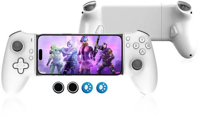 Main image of Mobile Gaming Controller USB-C Wired&Bluetooth for Android,Dual Hall Joysticks&Ergonomic Design | Plug-and-Play Stream PC,Xbox,PS,Cloud Console Gaming android game controller (White)