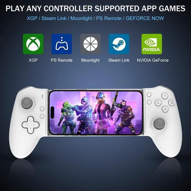 Alt view image 2 of 7 - Mobile Gaming Controller USB-C Wired&Bluetooth for Android,Dual Hall Joysticks&Ergonomic Design | Plug-and-Play Stream PC,Xbox,PS,Cloud Console Gaming android game controller (White)