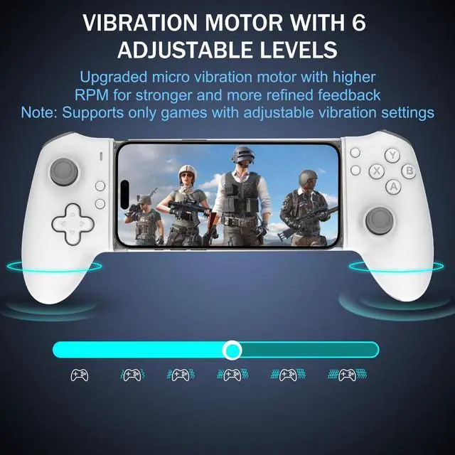 Alt view image 5 of 7 - Mobile Gaming Controller USB-C Wired&Bluetooth for Android,Dual Hall Joysticks&Ergonomic Design | Plug-and-Play Stream PC,Xbox,PS,Cloud Console Gaming android game controller (White)