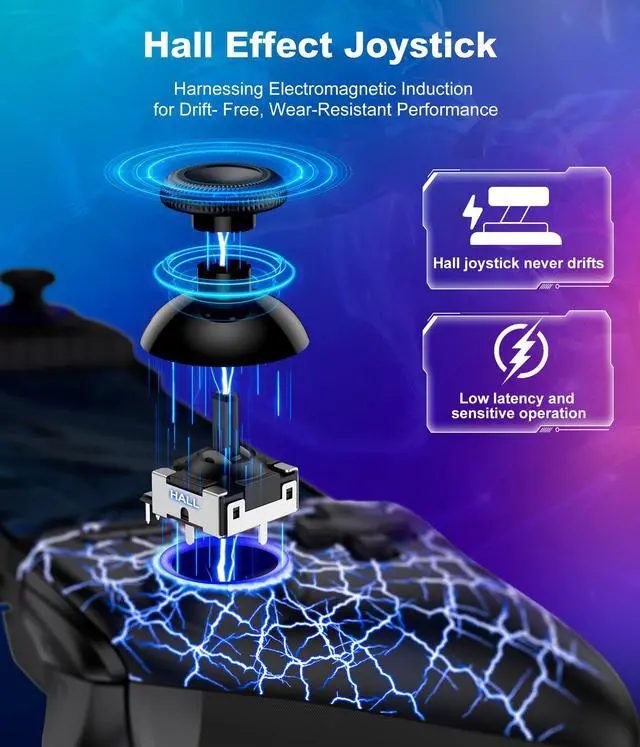 Alt view image 4 of 7 - iPhone Game Controller  Compatible with iPhone 16/15 & Android, Mobile Gaming Controller with Hall Triggers/Joysticks, Wireless Phone Controller for Xbox Game Pass, Steam Link & More