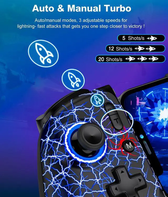 Alt view image 7 of 7 - iPhone Game Controller  Compatible with iPhone 16/15 & Android, Mobile Gaming Controller with Hall Triggers/Joysticks, Wireless Phone Controller for Xbox Game Pass, Steam Link & More