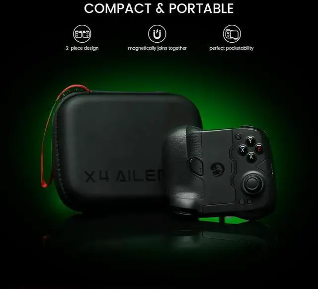 Alt view image 2 of 7 - X4 Aileron Bluetooth Mobile Gaming Controller for Android with Hall Effect Joysticks - Split Design with Carrying Case - Play Diablo Immortal, Minecraft, Fortnite, Dead Trigger 2 & More