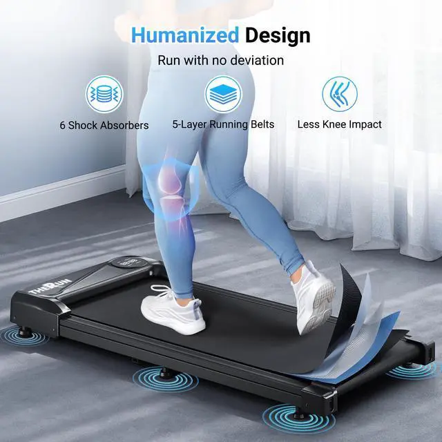 Alt view image 3 of 7 - Walking Pad Treadmill Under Desk, Portable Mini Treadmill for Home/Office, Walking Jogging Machine with 2.5HP and 265 lbs Weight Capacity Remote Control LED Display