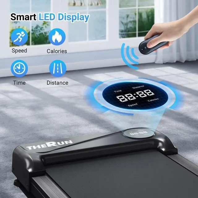 Alt view image 6 of 7 - Walking Pad Treadmill Under Desk, Portable Mini Treadmill for Home/Office, Walking Jogging Machine with 2.5HP and 265 lbs Weight Capacity Remote Control LED Display