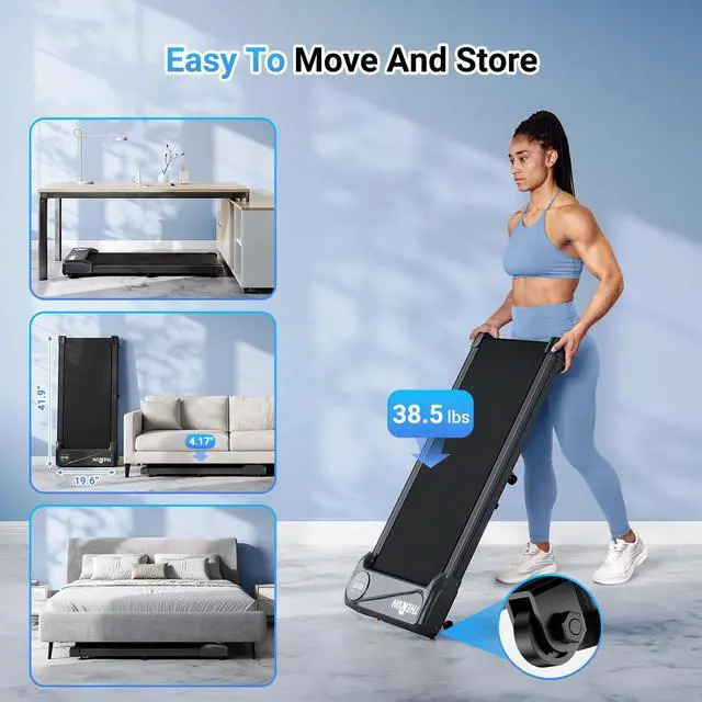 Alt view image 7 of 7 - Walking Pad Treadmill Under Desk, Portable Mini Treadmill for Home/Office, Walking Jogging Machine with 2.5HP and 265 lbs Weight Capacity Remote Control LED Display