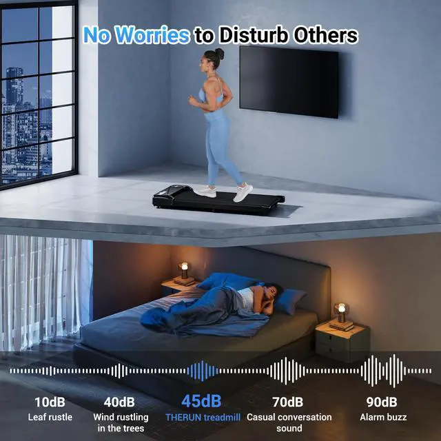 Alt view image 5 of 7 - Walking Pad Treadmill Under Desk, Portable Mini Treadmill for Home/Office, Walking Jogging Machine with 2.5HP and 265 lbs Weight Capacity Remote Control LED Display