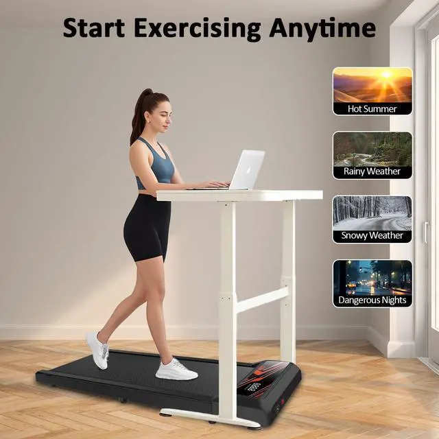 Alt view image 2 of 7 - Walking Pad Treadmill, Under Desk Walking Mat with Incline for Home and Office, 2.5HP Low Noise Treadmill with Remote Control, Compact Design Walking Jogging Running Machine