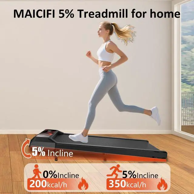 Alt view image 3 of 7 - Walking Pad Treadmill, Under Desk Walking Mat with Incline for Home and Office, 2.5HP Low Noise Treadmill with Remote Control, Compact Design Walking Jogging Running Machine