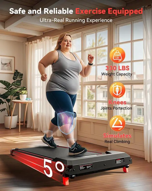 Alt view image 2 of 7 - Walking Pad with Incline, Under Desk Treadmill for Home Small Office,2.5HP Low Noise Portable Treadmill with 330 Lbs Capacity,Remote Control and LED Display