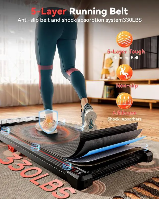Alt view image 3 of 7 - Walking Pad with Incline, Under Desk Treadmill for Home Small Office,2.5HP Low Noise Portable Treadmill with 330 Lbs Capacity,Remote Control and LED Display