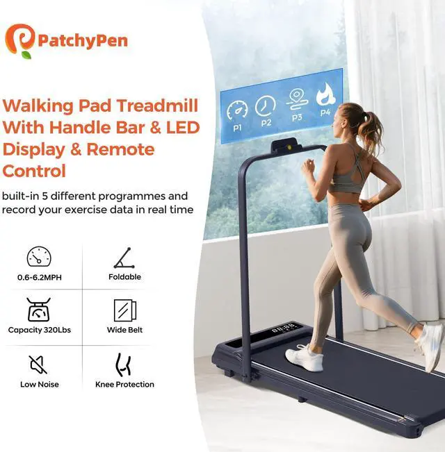 Alt view image 5 of 7 - Walking Pad with Handle Bar, 3.0HP Foldable Folding Treadmills for Home Small, 3 in 1 Portable Treadmill with Handles, Small Walking Pad Treadmill Home with Remote Control, 320LB Capacity