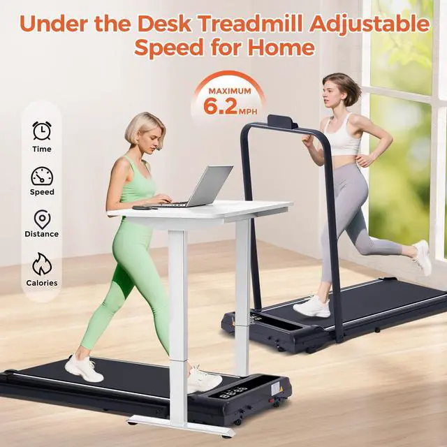 Alt view image 7 of 7 - Walking Pad with Handle Bar, 3.0HP Foldable Folding Treadmills for Home Small, 3 in 1 Portable Treadmill with Handles, Small Walking Pad Treadmill Home with Remote Control, 320LB Capacity