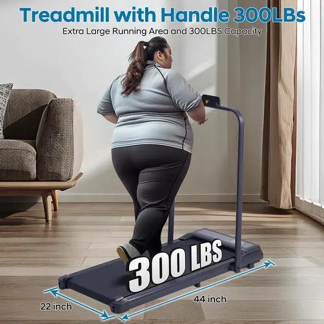 Alt view image 3 of 7 - Treadmill with Handles, Folding Foldable Electric Treadmills for Home Small, 3.0HP Walking Pad Treadmills with Handle Bar, 3 in 1 Under Desk Treadmill with Remote Control, LED Display, 300LBS Capacity