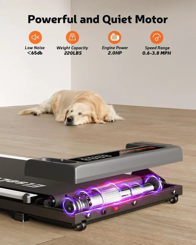 Alt view image 2 of 7 - Walking Pad Treadmill, Under Desk Treadmill for Home and Office with Remote Control, Portable 2.5 HP Walking Jogging Running Machine in LED Display