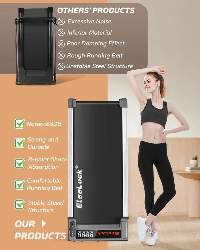 Alt view image 6 of 7 - Walking Pad Treadmill, Under Desk Treadmill for Home and Office with Remote Control, Portable 2.5 HP Walking Jogging Running Machine in LED Display