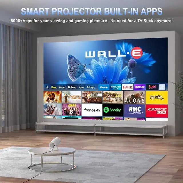 Alt view image 5 of 7 - Mini Portable Projector 4K WiFi 6 BT 5.2 Upgraded Portable Projector Full HD Supported for Phone /PC /TV /HDMI /PS5 /Laptop Auto Keystone Home Theater 180° Rotation [Built-in App]