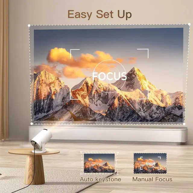 Alt view image 5 of 7 - Built-in Apps & 2025 Upgraded Smart Projector with Wi-Fi 6 & Bluetooth 5.4, 1080P 4K Support Full HD, Auto Keystone 360° Portable Home Cinema Mini Projector for iOS/Android OptiBarrel 005