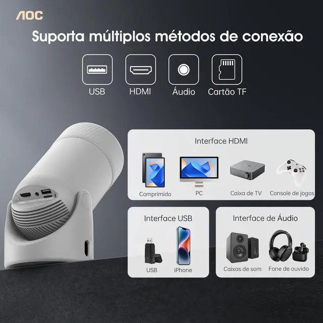 Alt view image 2 of 7 - Mini Projector with WiFi and Bluetooth, Smart Projector Full HD 4K Support with 180° Rotation Adjustment, 220 ANSI,8000 Lumens,Vertical Auto Keystone Correction, Short Throw Projector for Phone